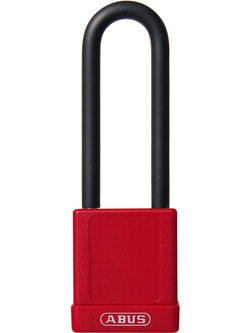Kłódka aluminiowa z długim jarzmem Abus Safety Lock 74 czerwona