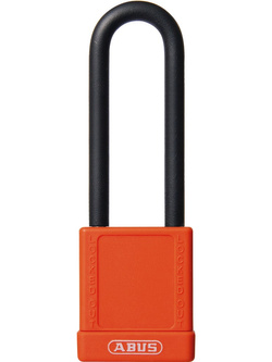 Kłódka aluminiowa z długim jarzmem Abus Safety Lock 74 pomarańczowa