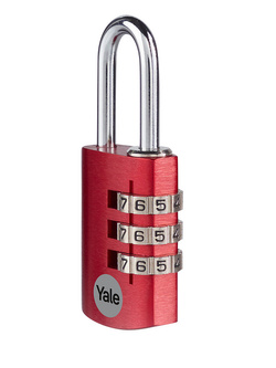Kłódka aluminiowa szyfrowa Yale 20 mm czerwona (kod 3-cyfrowy)
