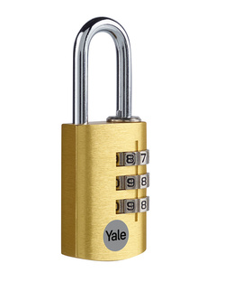 Kłódka aluminiowa szyfrowa Yale 20 mm złota (kod 3-cyfrowy)
