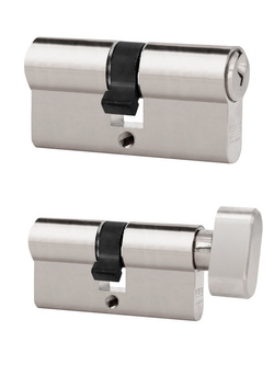 Zestaw dwóch wkładek na jeden klucz dwustronna 30/35 + z gałką G30/35 Lob Ares DUO, niklowane