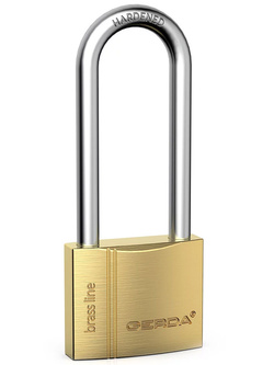 Kłódka pałąkowa Gerda BRASS LINE KMZ S50 z wydłużonym pałąkiem mosiężna (50 mm)