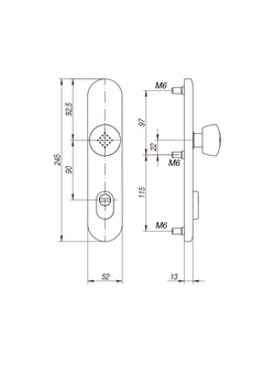 Szyld drzwiowy klamka-gałka Gerda TD200/90 A-BLOK (38-80mm) anoda platyna klamka nikiel satyna