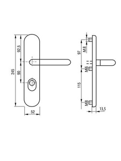 Szyld drzwiowy klamka-gałka Gerda TD1000/90 (38-80mm) anoda platyna