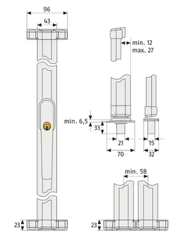 Zestaw: Zamek okienny z alarmem ABUS FOS 550A + 2 sztaby o wybranej długości