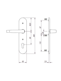 Szyld drzwiowy klamka-gałka Gerda TD200/90 A-BLOK (38-80mm) anoda platyna klamka nikiel satyna