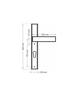 Klamki z szyldem do drzwi zewnętrznych Alubrass Theo SLIM (rozstaw 72, tytan F9)