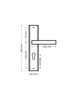Klamki z szyldem do drzwi zewnętrznych Alubrass Theo (rozstaw 90, czarny F8)