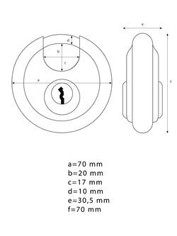 Kłódka ABUS Diskus 20/70 (wysokość jarzma: 17mm)