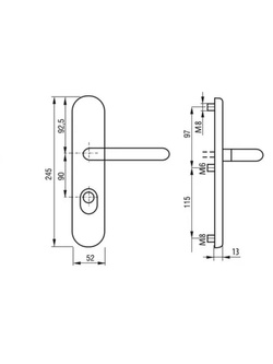 Szyld drzwiowy klamka-gałka Gerda TD100/90 (38-80mm) anoda srebrna