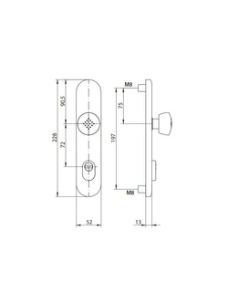 Szyld drzwiowy klamka-gałka Gerda TD1000/72 (38-80mm) anoda platyna