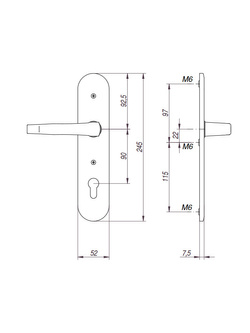 Szyld drzwiowy klamka-gałka Gerda TD200/90 A-BLOK (38-80mm) anoda platyna klamka nikiel satyna