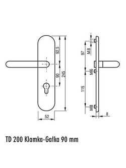 Szyld drzwiowy klamka-klamka Gerda TD200/90 A-BLOK (38-80mm) anoda oliwka