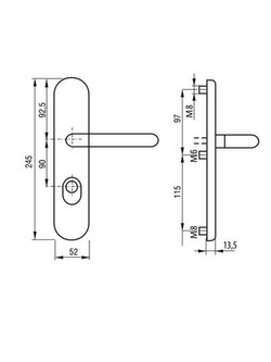 Szyld drzwiowy klamka-klamka Gerda TD200/90 A-BLOK (38-80mm) anoda oliwka