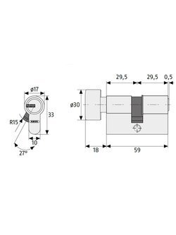 Wkładka bębenkowa z gałką ABUS KD10 MM 30/40G mosiądz